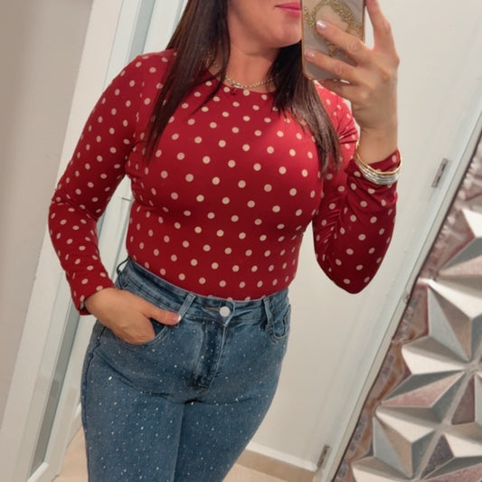 Polka Bodysuit - Rojo