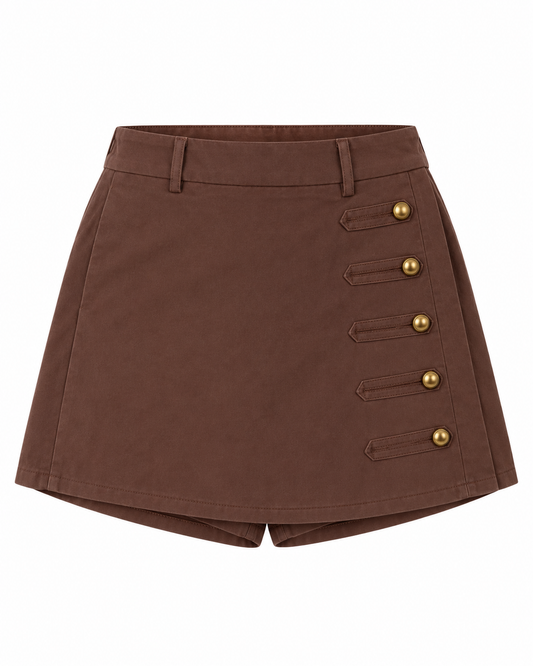 Coffee Button Skort