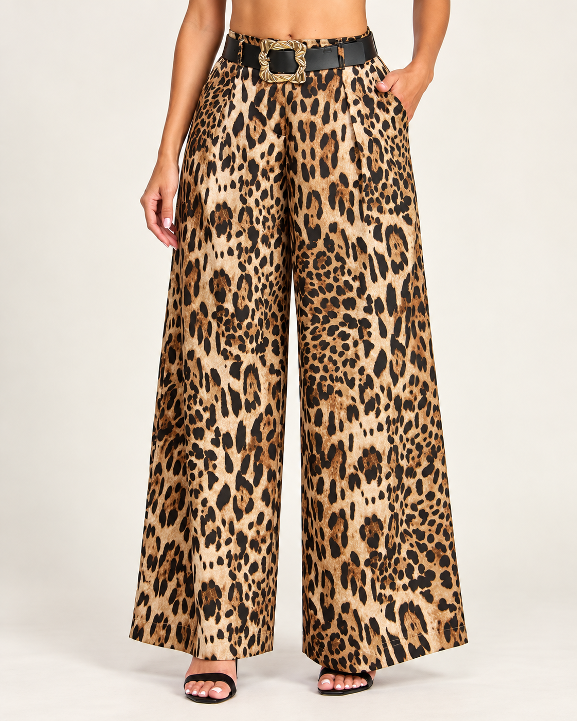 Leopard Statement Wide-Leg Pants