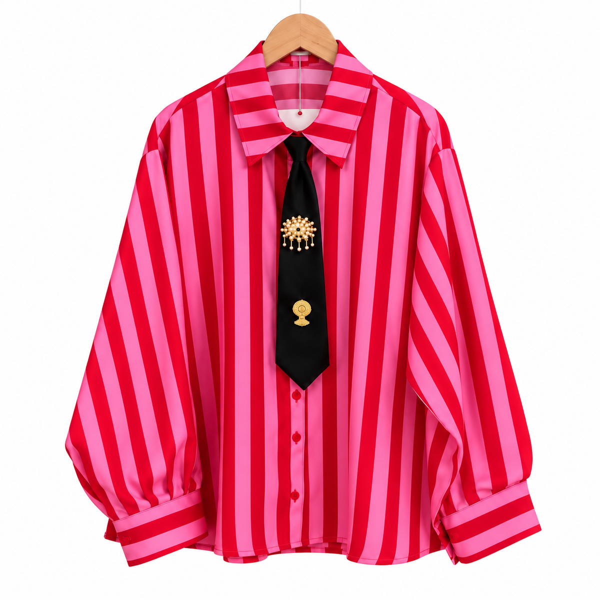 Striped Tie Blouse in Red
