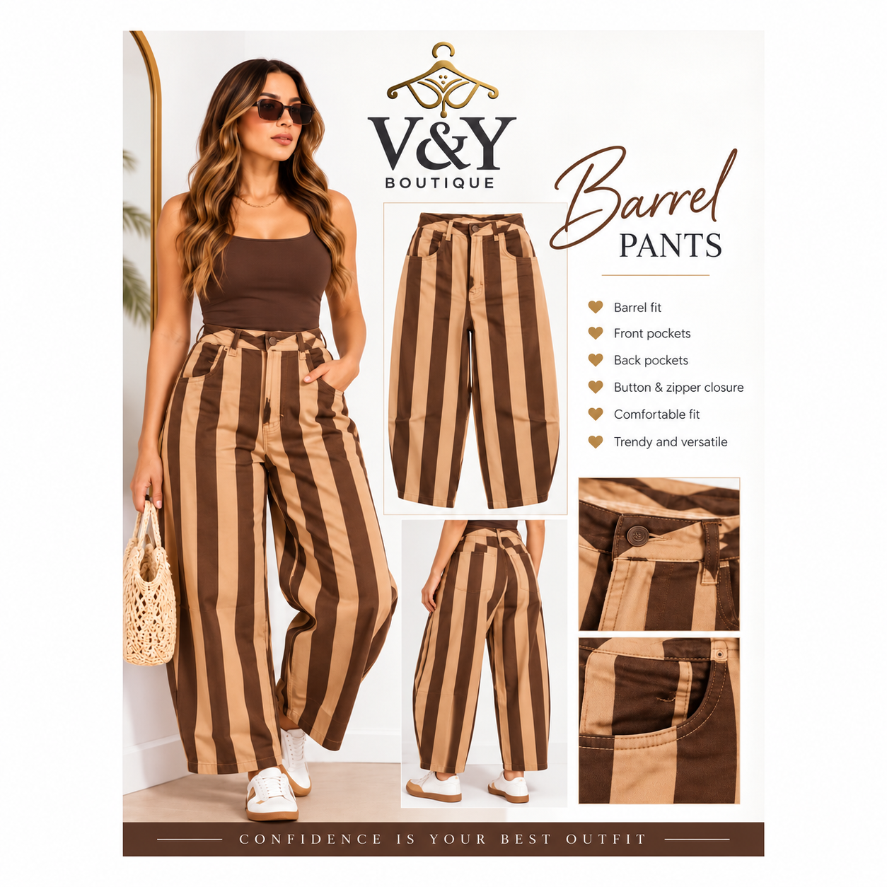 Sienna Striped Barrel Pants