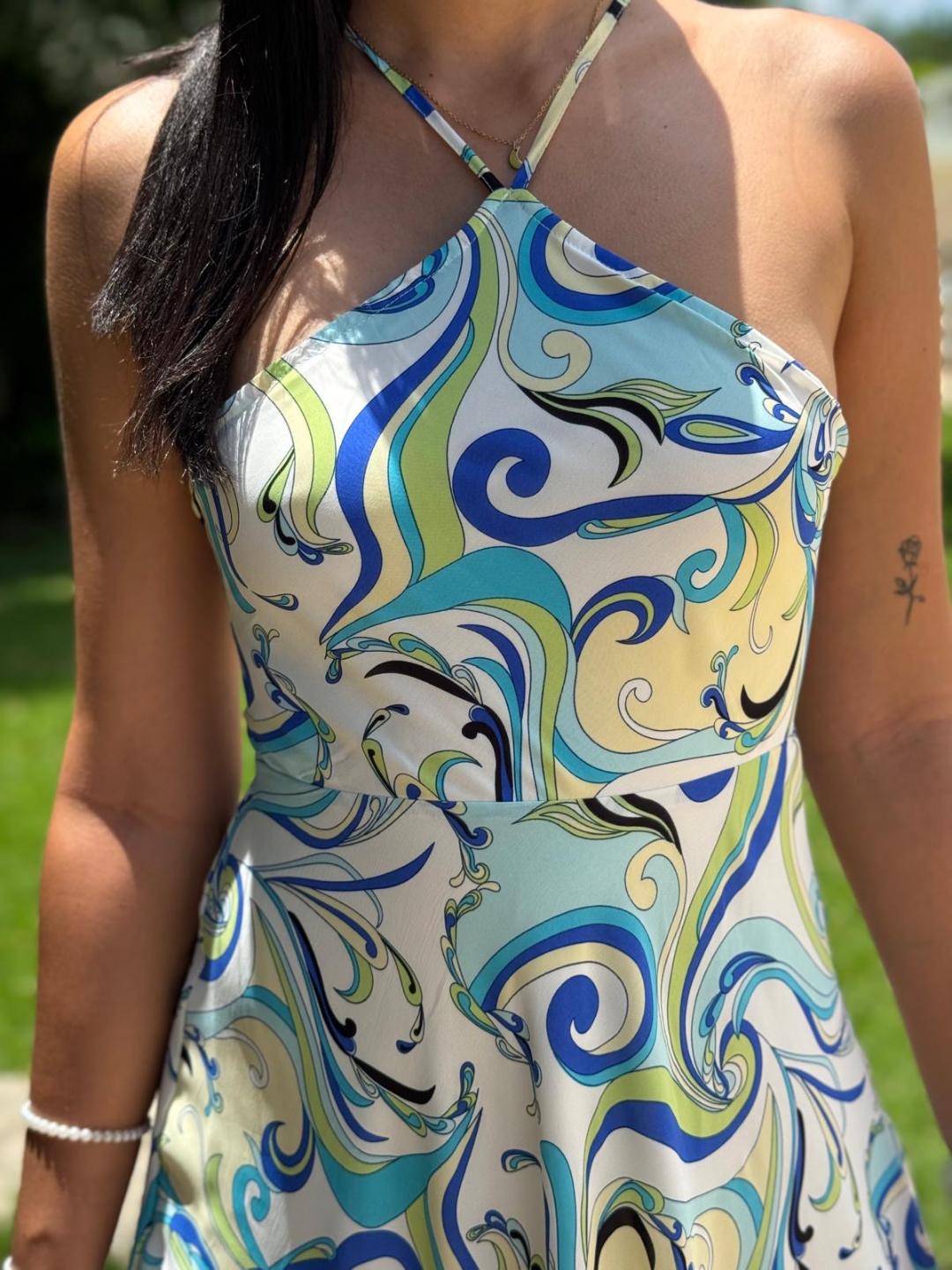 Aqua Swirls Maxi Dress